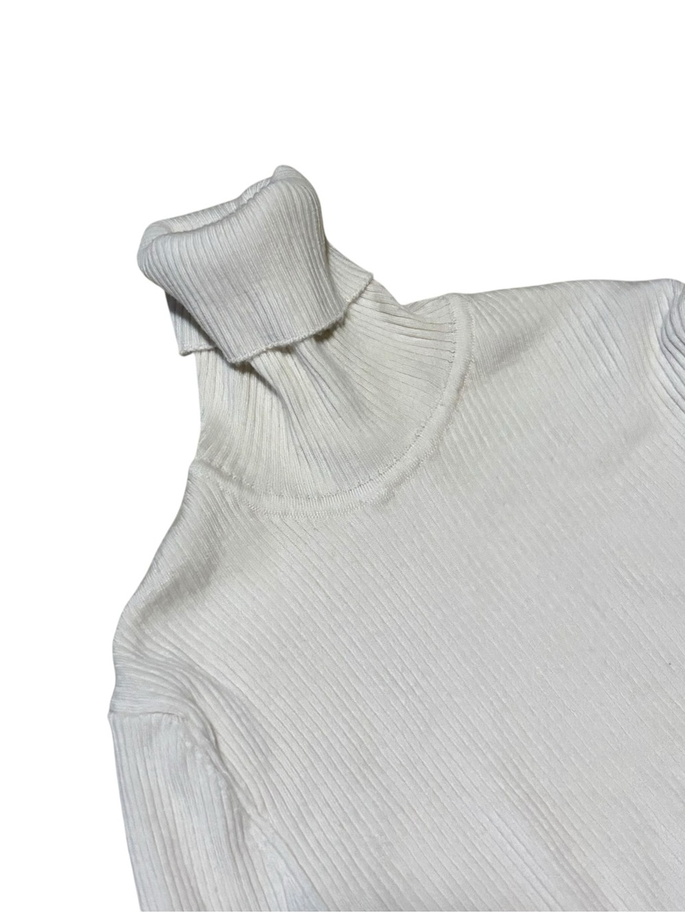 Wolford 100% Virgin Wool Ribbed Turtleneck Top Women’s Size Small In Cream - Picture 5 of 8